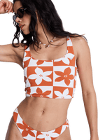 Hazy Days Crop Bikini Top in Ginger Spice Flora