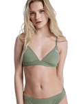 Love Fixed Tri Bikini Top in Oil Green