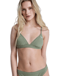 Love Fixed Tri Bikini Top in Oil Green