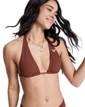 Sunshine Tiki Tri Elongated Bikini Top in Cappuccino