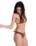 Sunshine Tiki Tri Elongated Bikini Top in Cappuccino