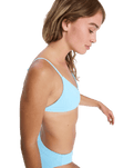 Palm Dreams Fixed Tri Bikini Top in Tanager Turquoise