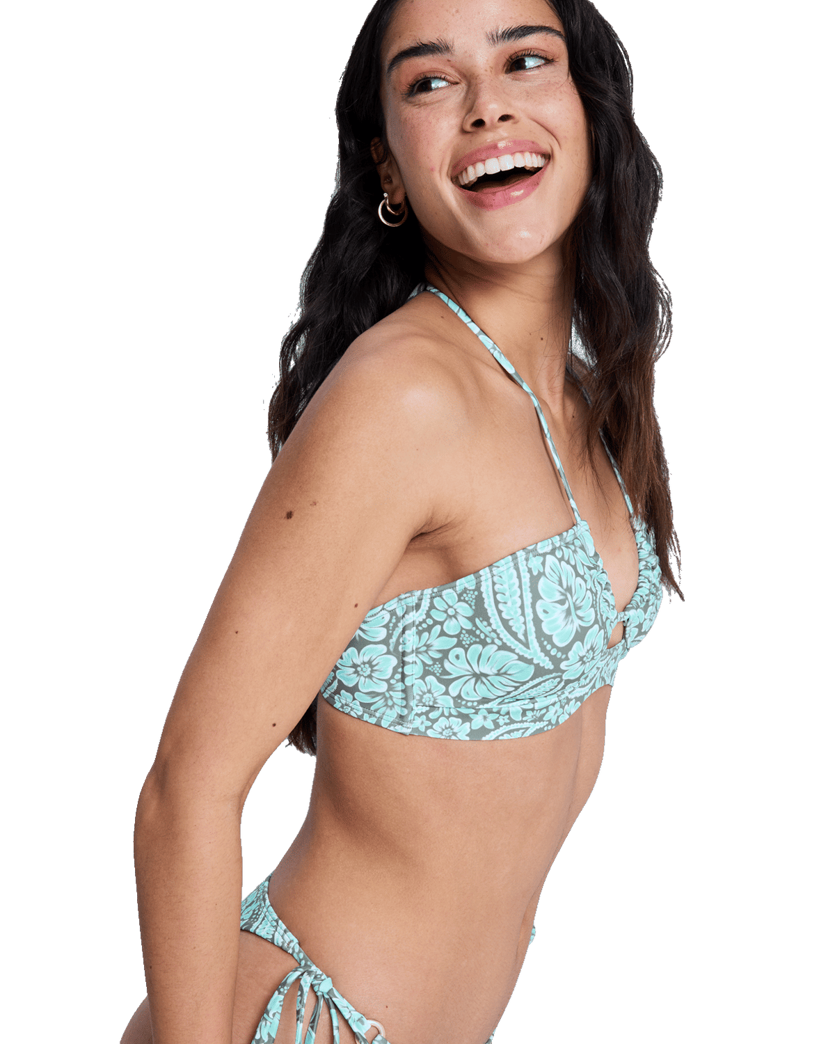 Wildside Bandeau Bikini Top in Oil Green Wildside Paisley