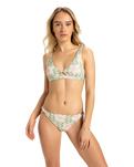 The Roxy Womens Hibiscus Daze Hipster Bikini Bottoms in Basil Party Waves