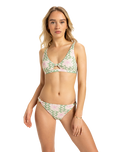 The Roxy Womens Hibiscus Daze Hipster Bikini Bottoms in Basil Party Waves