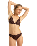 The Roxy Womens Roxy Pro The Snap Cheeky Bikini Bottoms in Chocolate Plum Polkabiscus