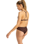 The Roxy Womens Roxy Pro The Snap Cheeky Bikini Bottoms in Chocolate Plum Polkabiscus