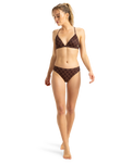 The Roxy Womens Roxy Pro The Snap Cheeky Bikini Bottoms in Chocolate Plum Polkabiscus