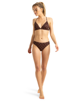 The Roxy Womens Roxy Pro The Snap Cheeky Bikini Bottoms in Chocolate Plum Polkabiscus