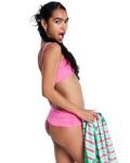 Roxy x Juicy Couture Cheeky Bikini Bottoms in Azalea Pink