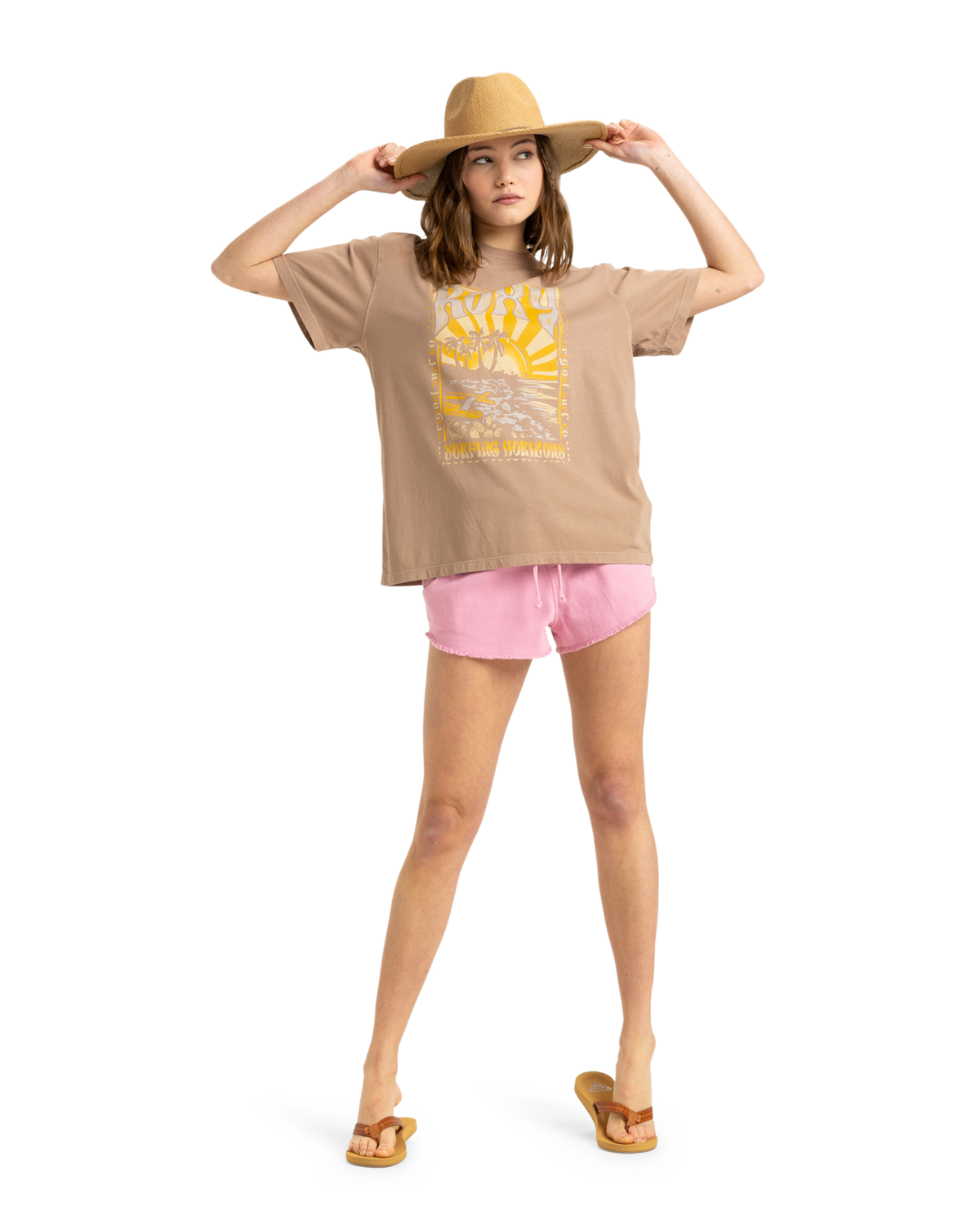 The Roxy Womens Sunny Oversize T-Shirt in Portabella