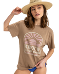 The Roxy Womens Hangloose Poster T-Shirt in Portabella