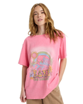 The Roxy Womens Sunnyoversize T-Shirt in Pink Cosmos