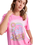 The Roxy Womens Sunnyoversize T-Shirt in Pink Cosmos