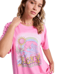 The Roxy Womens Sunnyoversize T-Shirt in Pink Cosmos
