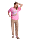The Roxy Womens Sunnyoversize T-Shirt in Pink Cosmos