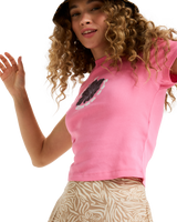 The Roxy Womens Beach Love T-Shirt in Pinkcosmos