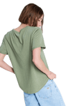 The Roxy Womens Ocean Wave Regular T-Shirt in Oil Green