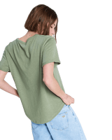 The Roxy Womens Ocean Wave Regular T-Shirt in Oil Green