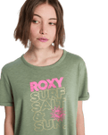 The Roxy Womens Ocean Wave Regular T-Shirt in Oil Green