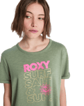 The Roxy Womens Ocean Wave Regular T-Shirt in Oil Green