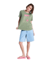 The Roxy Womens Ocean Wave Regular T-Shirt in Oil Green