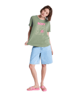 The Roxy Womens Ocean Wave Regular T-Shirt in Oil Green
