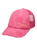 Girls Sweet Lil Heart Trucker Cap in Sangria Sunset Shell Dreams