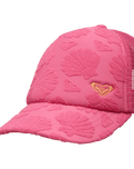 Girls Sweet Lil Heart Trucker Cap in Sangria Sunset Shell Dreams