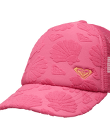 Girls Sweet Lil Heart Trucker Cap in Sangria Sunset Shell Dreams