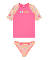 Girls Check T-Shirt Bikini in Plumeria Hippie Hour Diagonal