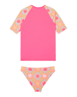 Girls Check T-Shirt Bikini in Plumeria Hippie Hour Diagonal