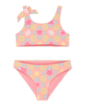 Girls Check Bralette Bikini Set in Plumeria Hippie Hour Diagonal