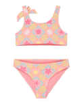 Girls Check Bralette Bikini Set in Plumeria Hippie Hour Diagonal