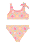 Girls Check Bralette Bikini Set in Plumeria Hippie Hour Diagonal