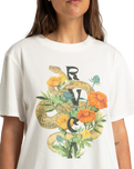 The RVCA Womens Wildflower Snake T-Shirt in Salt