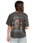 The RVCA Womens Rose Poster T-Shirt in Pirate Black