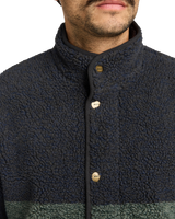 The RVCA Mens Westwood Snap Fleece Jacket in Moody Blue