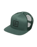The RVCA Mens VA All The Way Trucker Cap in Balsam Green