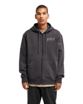 The RVCA Mens Cobra Emire Zip Hoodie in Washed Black