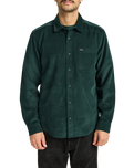 The RVCA Mens Freeman Cord II Shirt in Hunter Green