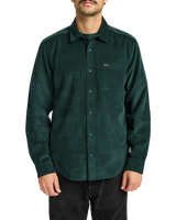 The RVCA Mens Freeman Cord II Shirt in Hunter Green