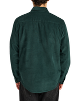 The RVCA Mens Freeman Cord II Shirt in Hunter Green