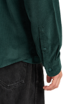 The RVCA Mens Freeman Cord II Shirt in Hunter Green
