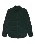 The RVCA Mens Freeman Cord II Shirt in Hunter Green