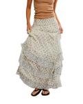 The Free People Womens Brynn Printed Maxi Skirt in Ivory Combo Ditsy