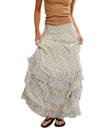 The Free People Womens Brynn Printed Maxi Skirt in Ivory Combo Ditsy