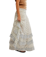The Free People Womens Brynn Printed Maxi Skirt in Ivory Combo Ditsy