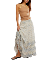 The Free People Womens Brynn Printed Maxi Skirt in Ivory Combo Ditsy