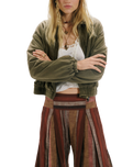 The Free People Womens Birdie Washed Jacket in Olive Green